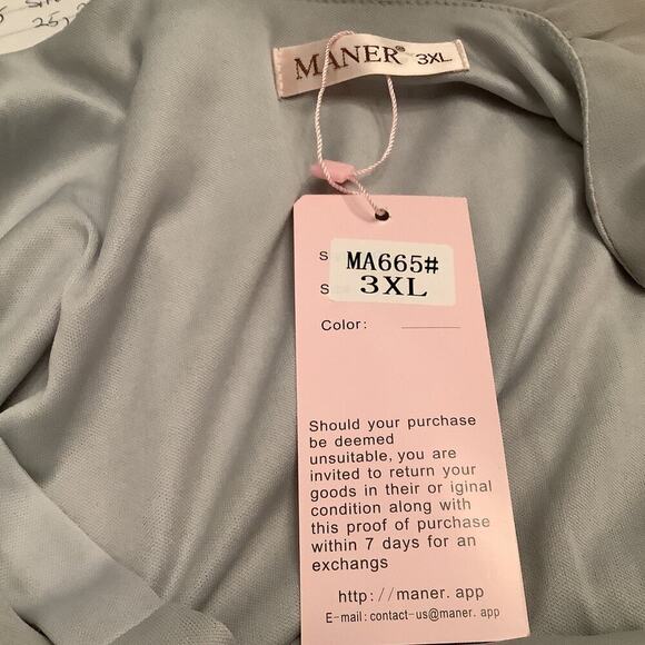 MANER PALE GRAY PLEATED FRONT BEADED STRAP ELEGANT TANK TOP 3X NWT - Picture 9 of 10